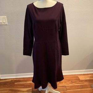 Ann Taylor heavy knit plum colored A-line dress
